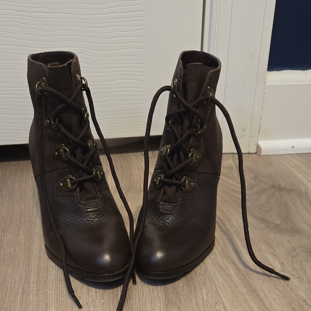 Franco Sarto Dark Brown Lace-Up Boots